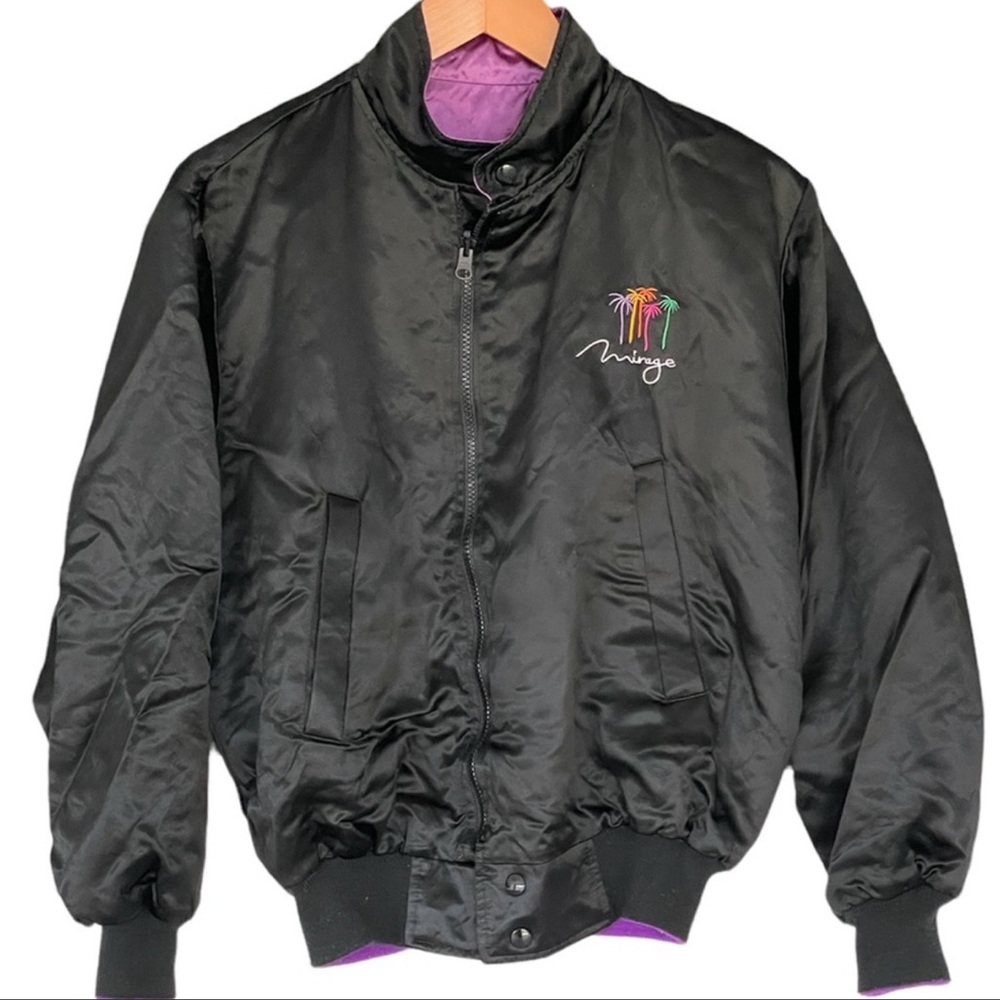 Mirage Treasure Island Casino Reversible Black Purple Jacket Size XS Made in USA